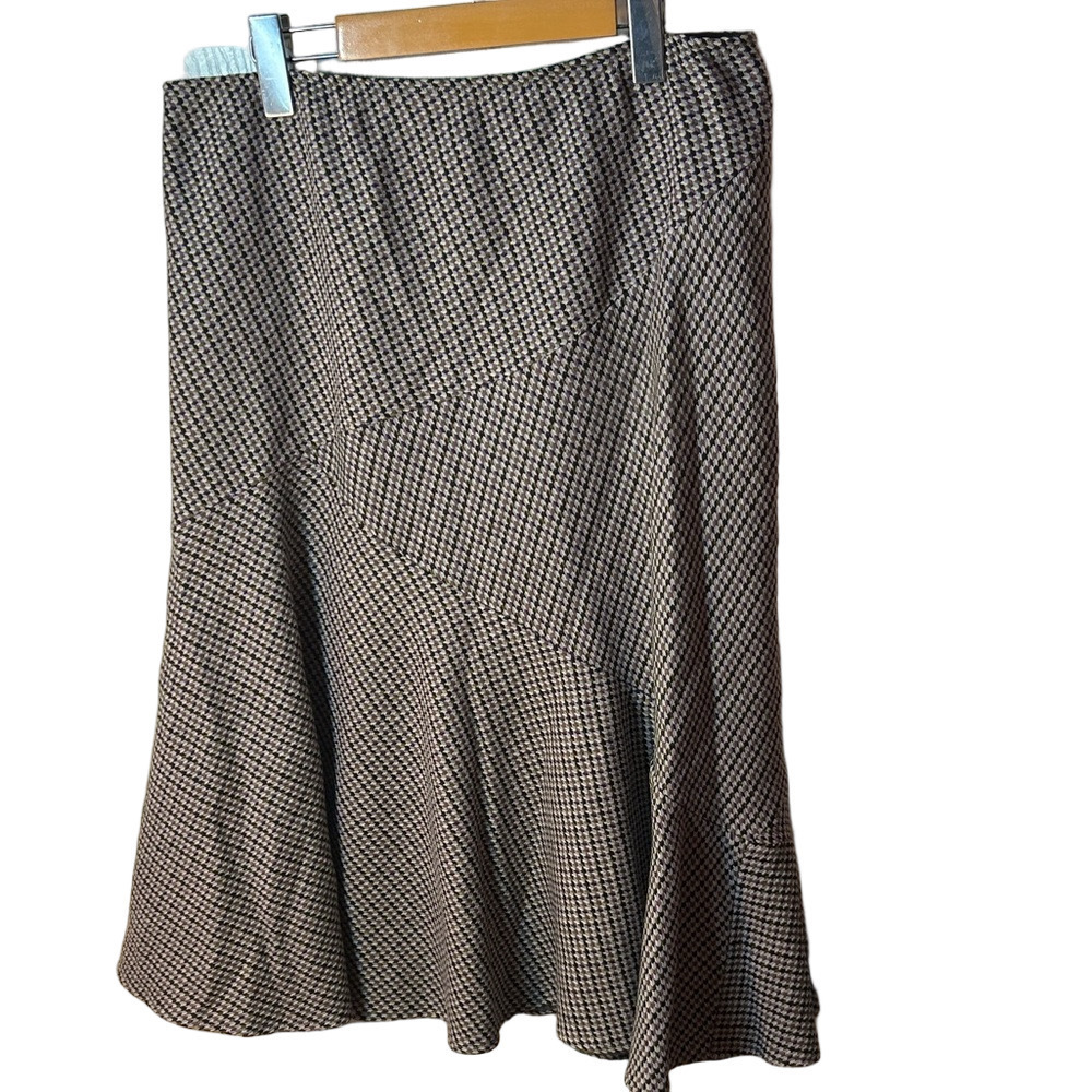 Anne Klein vintage wool aline purple and green midi skirt size 12